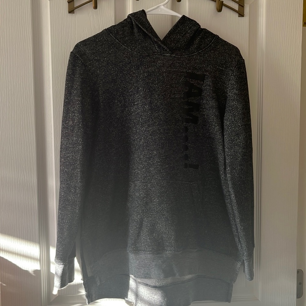Womens Old Navy Fleece Hooded with I am… in  Black pepper color size S